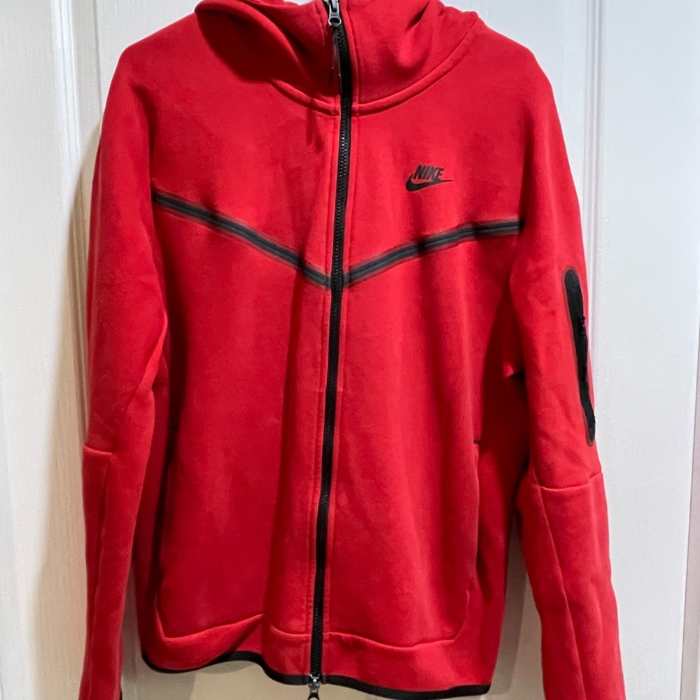 Nike Tech - Red Fleece Jacket with Black Details